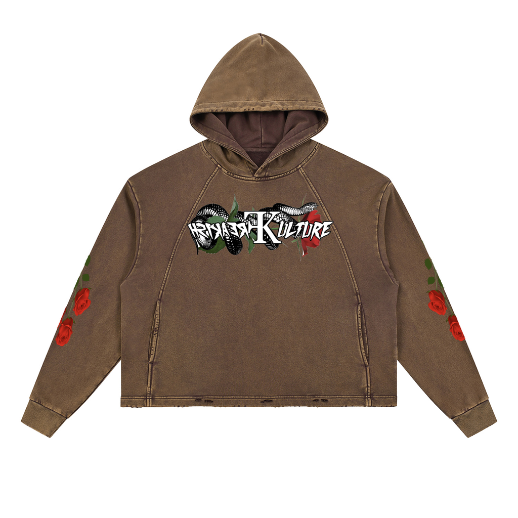 Vintage Washed Frayed-Hem Hoodie