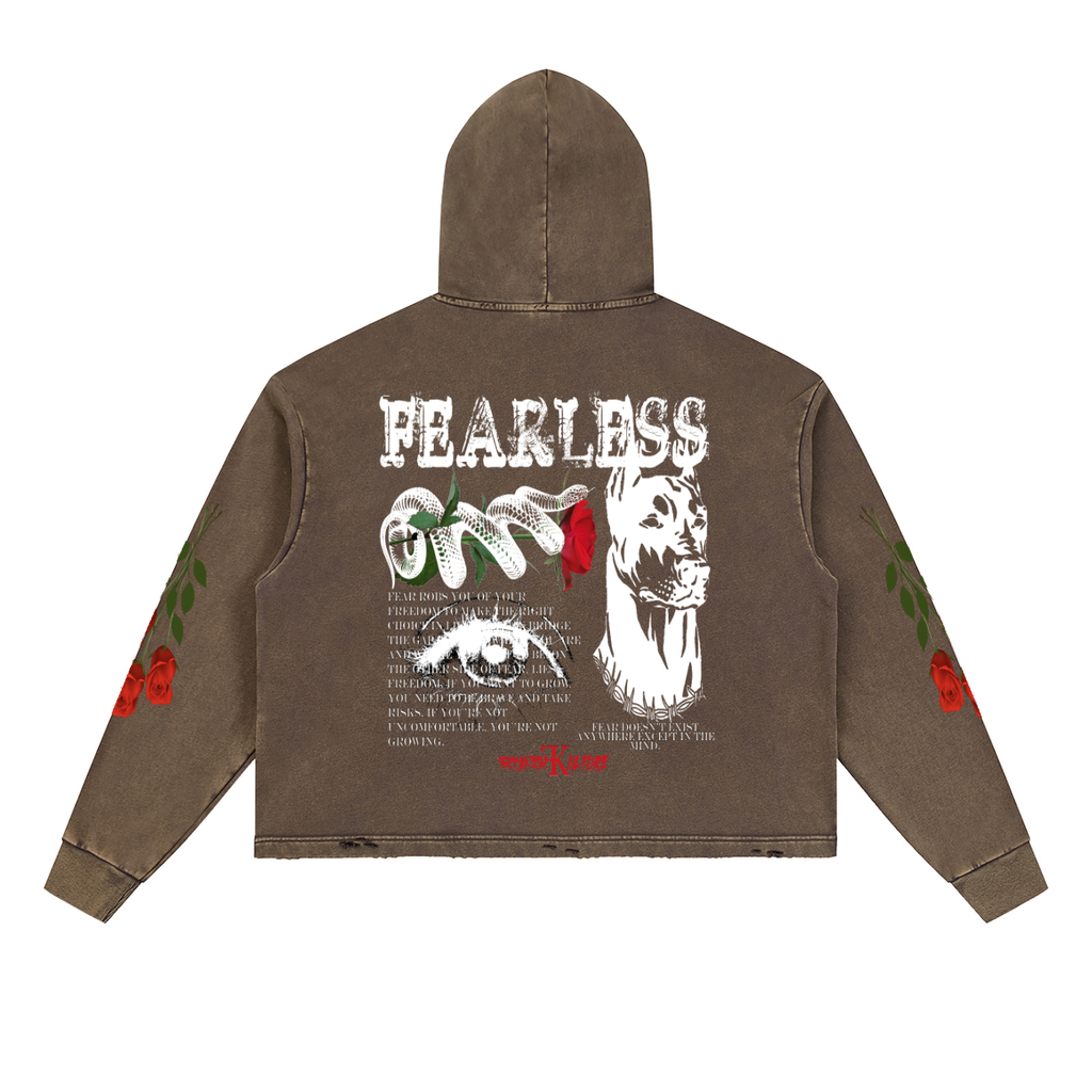 Vintage Washed Frayed-Hem Hoodie