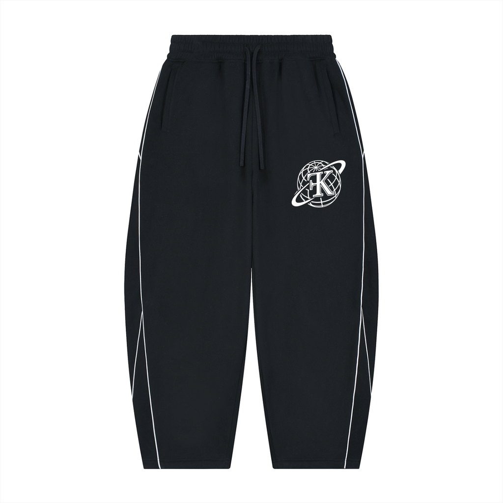Unisex Piping Fleece Barrel Leg Sweatpants