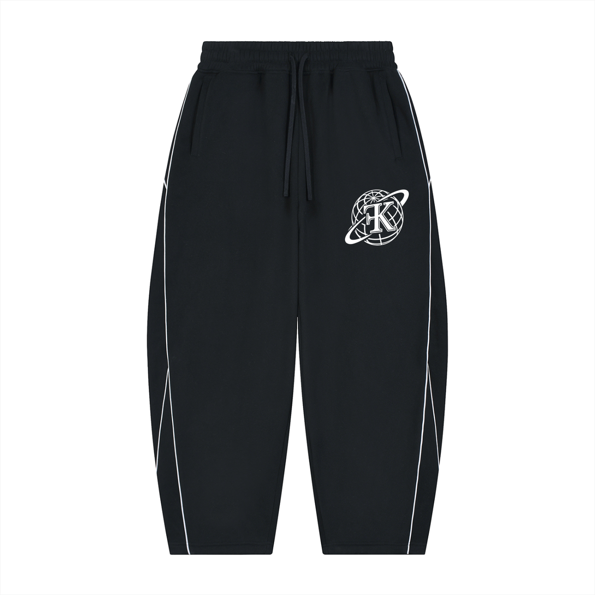 Unisex Piping Fleece Barrel Leg Sweatpants