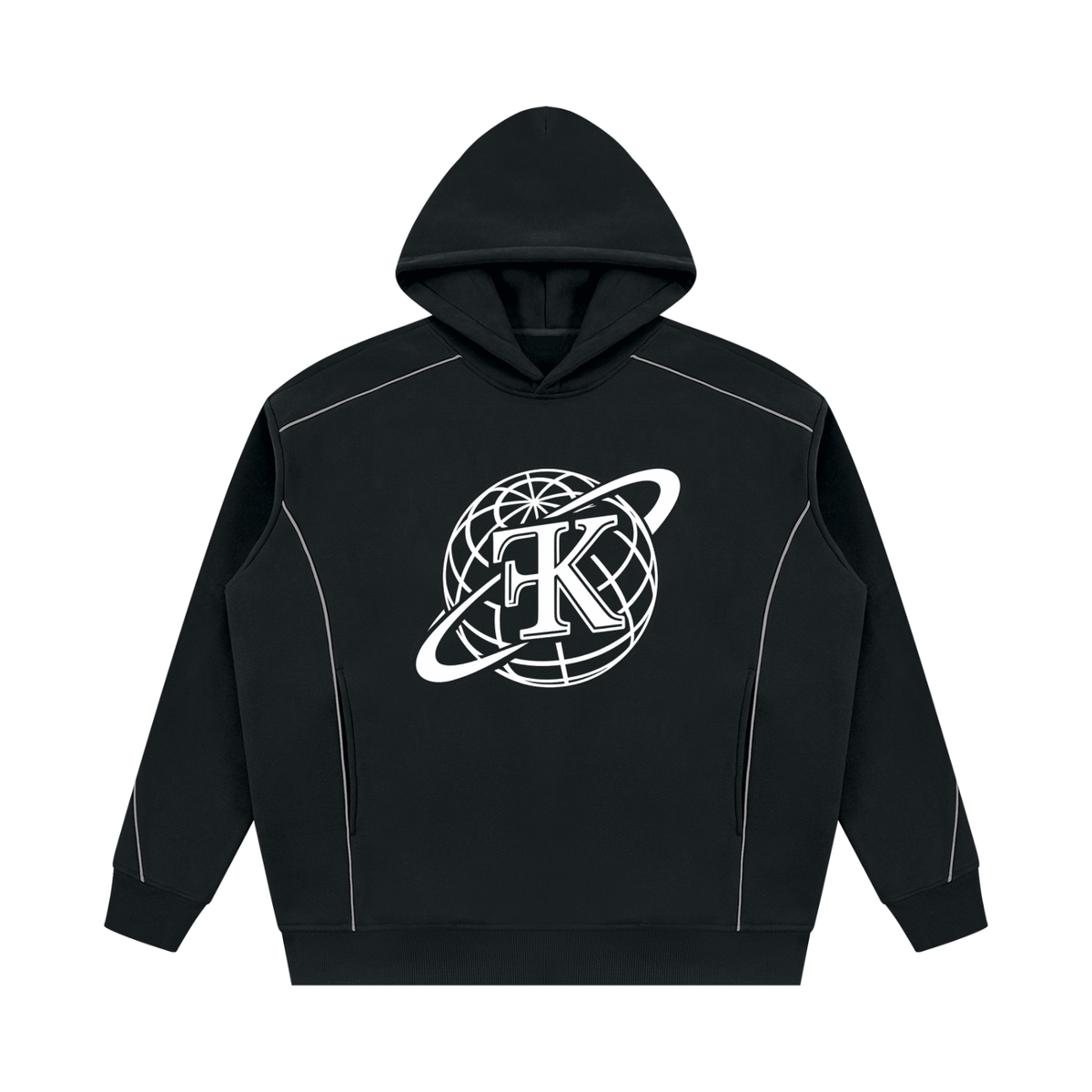 Unisex Oversized Piping Fleece Hoodie