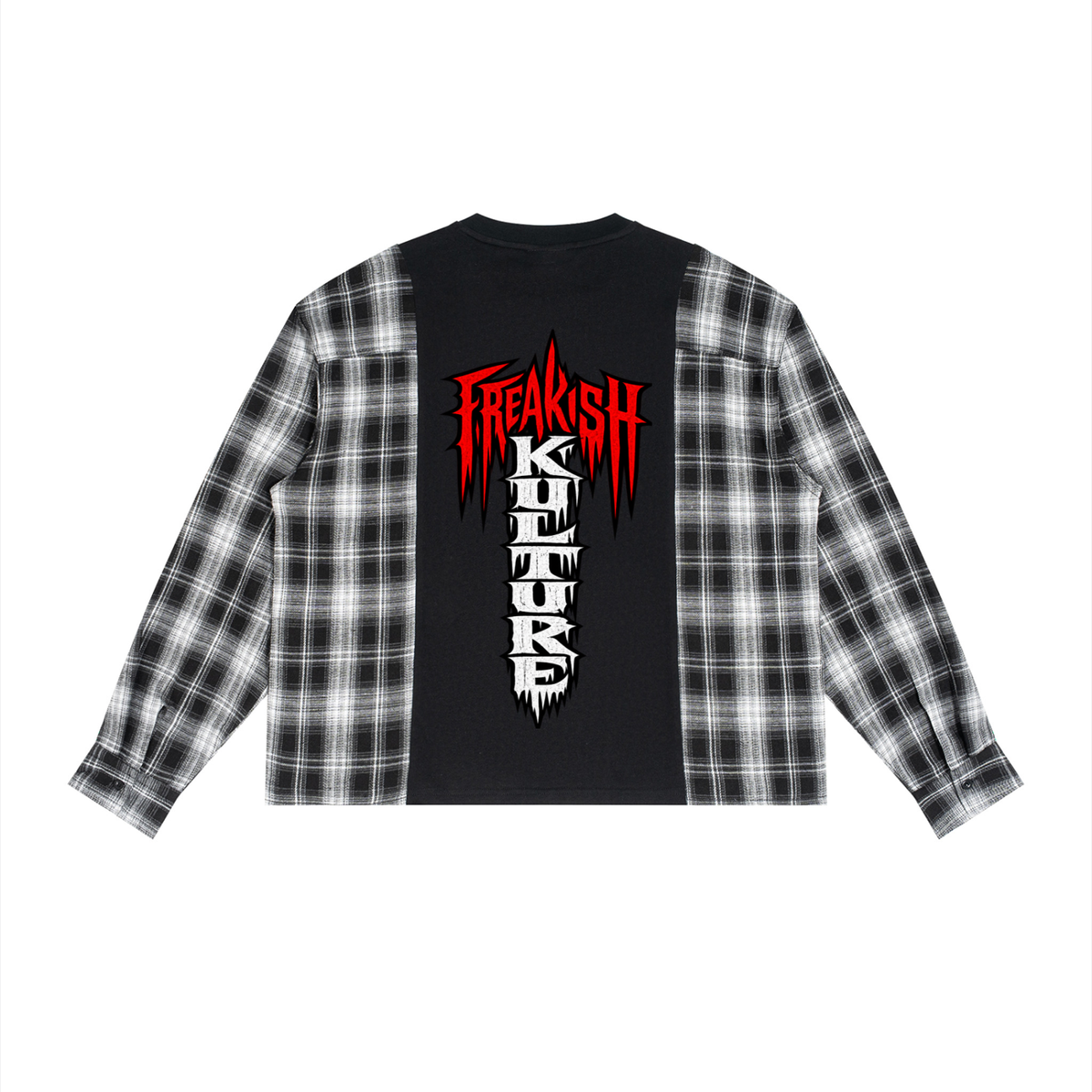 Unisex Plaid Panel Long Sleeve T-Shirt